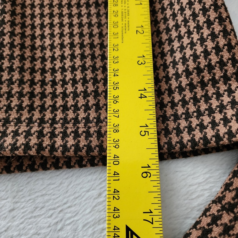 Zara Houndstooth Crop Top Womens Small Brown Black Collared Academia Preppy - Picture 8 of 12
